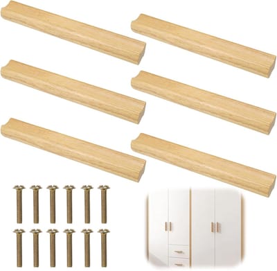 Set van 6 Elegante Houten Meubelgrepen voor Diverse Toepassingen