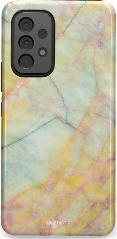 Casetastic hoesje geschikt voor Samsung Galaxy A53 (2022) 5G - Dubbellaagse bescherming - Zomer Marmer - Fashion Case - Mintgroen Geel