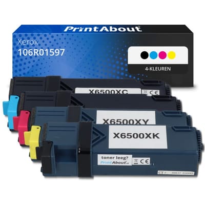 PrintAbout huismerk Toner 106R01597 4-kleuren Multipack Geschikt voor Xerox