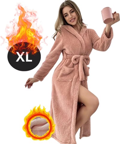 Bovista Badjas Dames - Fleece - Katoen - Badstof - Sauna - Hamam - Wafel - Bathrobe - Duster - Ochtendjas - Kimono - Perzik XL