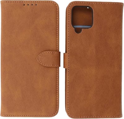Samsung Galaxy A22 4G Hoesje - Portemonnee Book Case - Kaarthouder & Magneetlipje - Kunstleer - Bruin