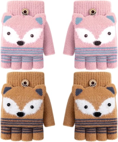 Knitted Winter Mittens voor Kinderen - Schattige Half Vinger Handschoenen met Omklapbare Top - Magische Stretch Handschoenen voor Jongens en Meisjes