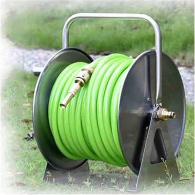 Tuinslanghaspel - Slangenhouder Metaal - Tuin Bewateren - Roestvrij Staal - Tot 40m slang - Groen