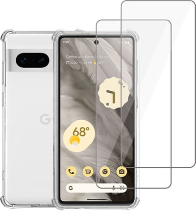 Geschikt voor Google Pixel 7 Hoesje + 2x Screenprotector – Gehard Glas Cover + Shock Proof Case – Transparant