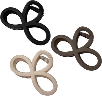 Set van 3 Haarspeld Klemmen voor Vrouwen, Medium Formaat, Stabiele Houder, Matte Haaraccessoires voor Dikker en Dunner Haar in Zwart, Beige en Bruin