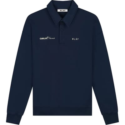 Olaf Script Friends Oversized Polo Polos Donkerblauw M240206