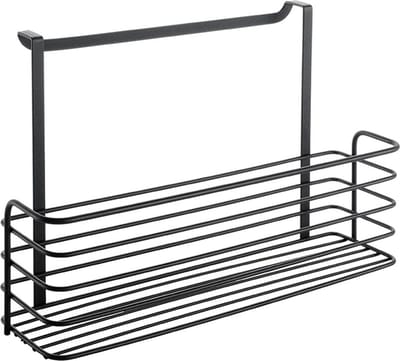 Metaltex - Brede hangmand Galileo - Gootsteenkast Organizer - Hangmandje Keuken - Mat Zwart - 34x12x22cm - Past op keukenkastdeur van 2 cm