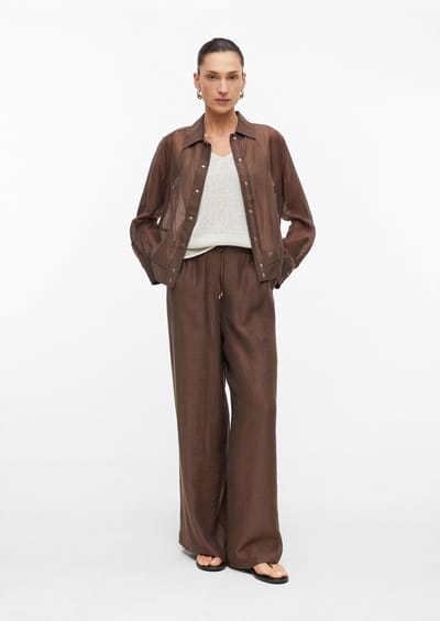 s.Oliver - female - Halfdoorzichtige broek van een lyocellmix met hoge tailleband