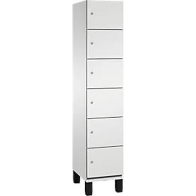 C+P Cambio lockerkast, 1 vak, 6 vakken, op poten, B 400 x D 525 x H 1980 mm, lichtgrijs