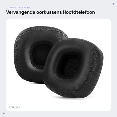 Vervangende oorkussens - Hoofdtelefoon oorkussens - Eiwitleer - Zwart - Comfortabele pasvorm - Geschikt voor Major en IV