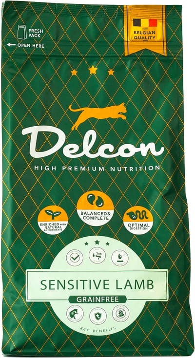 Delcon Kattenvoer Hypoallergeen Adult - Sensitive Lam - 8,75 kg Kattenbrokken - Makkelijk Verteerbaar