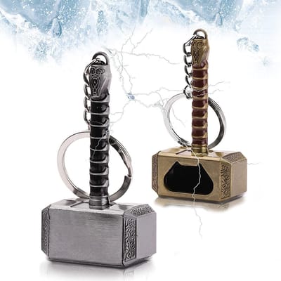 Dailygoods- Sleutelhanger Flesopener Set van 2 - Roestvrij Staal - Hamervormige Flesopener - Bar/Huisdecoratie - Voor Bierliefhebbers - Duurzaam Design