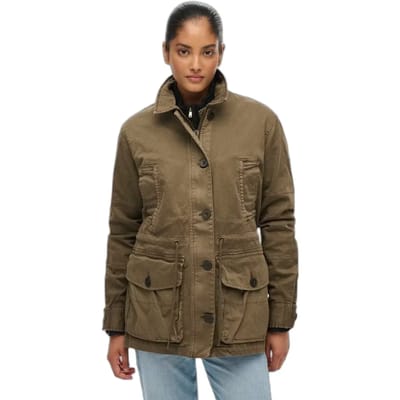 Superdry Dropped Waist Jas Green Grootte: 38