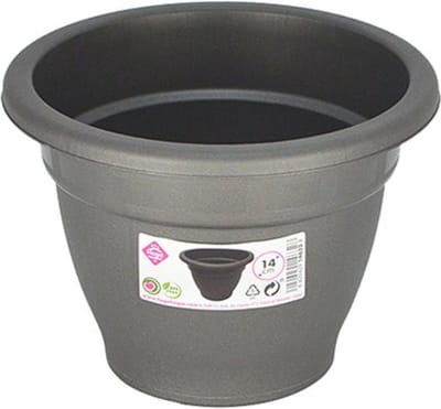Hega Hogar Plantenpot/bloempot - grijs - 14 cm - kunststof