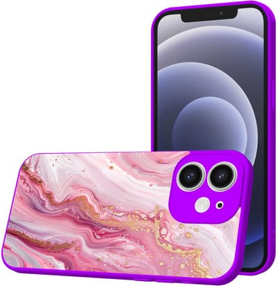 Smartphonica Telefoonhoesje Geschikt voor iPhone 12 met Roze Marmer opdruk - TPU Back Cover Case Rosé Marble Design - Paars geschikt voor iPhone 12