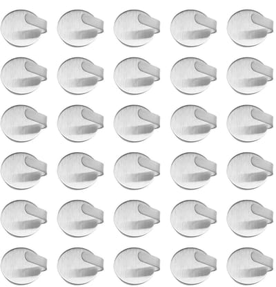 Dailygoods- Mini-Haken 30 Stuks - Roestvrij Staal - Zelfklevend - Ronde Haken - Voor Kleine Voorwerpen - Corrosiebestendig - Wandhaken
