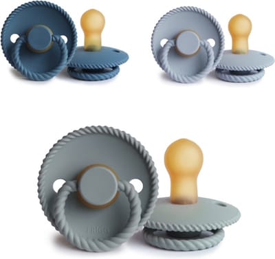 FRIGG ROPE Fopspeen set 3 stuks Ocean View,Powder Blue en French Gray 0-6 maand