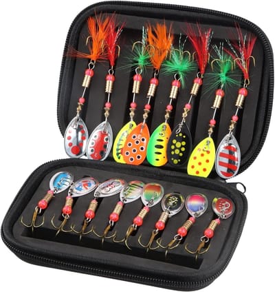 16-delige Forelvissen Lepelset met Opbergdoos - Metaal Aas, Zoutwater Vissen, Visgerei en Lures