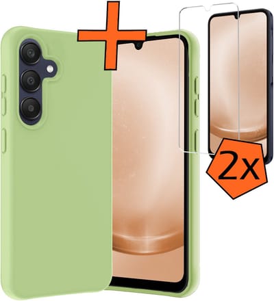 Hoes - Met 2x Screenprotector - Geschikt voor Samsung Galaxy A26 - Sterk & Shockproof - Back Cover - Siliconen Case - Telefoon Hoes - Groen