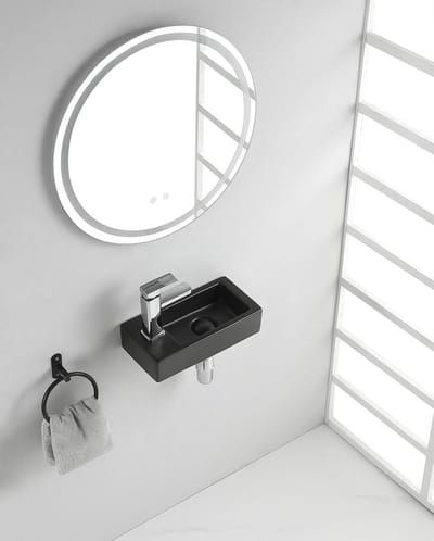 Wiesbaden Rhea S Mini Fontein Links 36,5 x 18 x 9 cm Keramiek - Mat Zwart