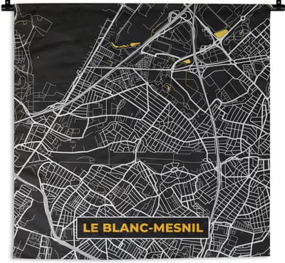 Wandkleed - Wanddoek - Le blanc-Mesnil – Plattegrond – Frankrijk – Kaart – Stadskaart - 180x180 cm - Wandtapijt