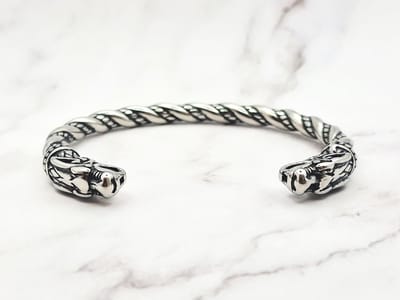 Mei's - Viking Oath Ring Small - armband heren - draak - RVS zilver - polsmaat 16-19 cm