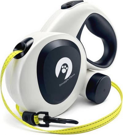 Intrekbare hondenriem 4,9 m met LED-zaklamp, poepzakhouder en reflecterende tape voor grote honden