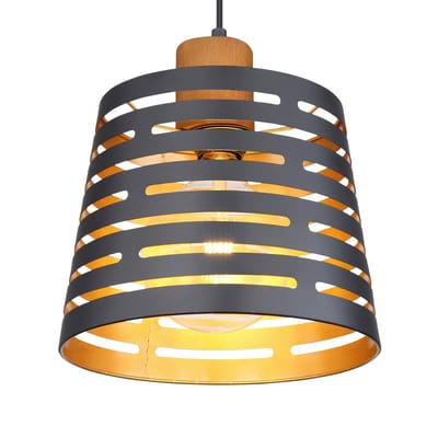 Globo Hanglamp Ablona, Ø 25 cm, zwart/goudkleurig, metaal