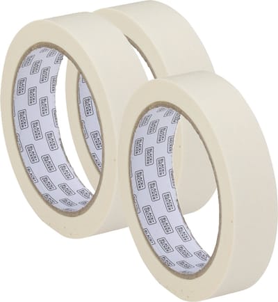 Kinzo Afplaktape/schilderstape - 3x - wit - 25mm x 25m - voor binnen/buiten