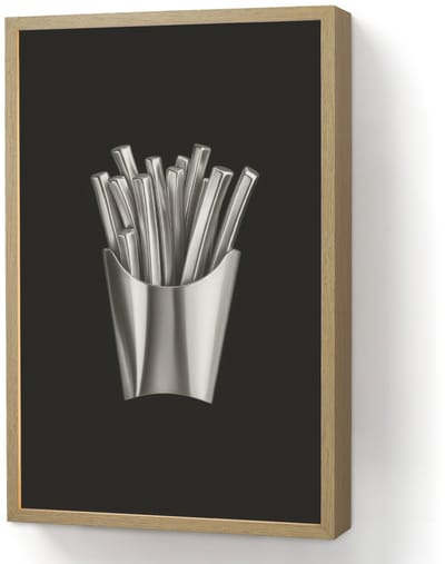 Wandlamp 40x60 cm - Oplaadbaar - Frietjes - Futuristisch - Zilver - Wandlampen binnen woonkamer - Slaapkamer lamp - Decoratieve nachtlamp - Vloerlamp draadloos