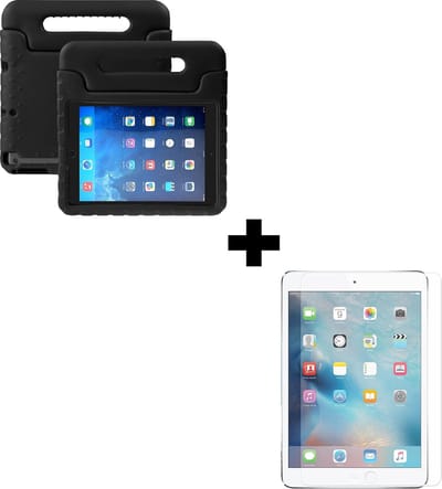 Hoesje - Geschikt voor Apple iPad Mini 2 (2013) - 7.9 inch - 2e Generatie - Met Screenprotector - Kinderhoes - Shockproof Bumper - Kidsproof Case - Tablethoes - Kinder Hoes Cover - Zwart