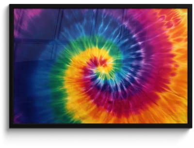Poster in lijst - Fotolijst 90x60 cm - Posters - Regenboogkleuren - Spiraal - Kleurrijk - Posterlijst zwart - Decoratie - Wanddecoratie woonkamer - Muurdecoratie slaapkamer