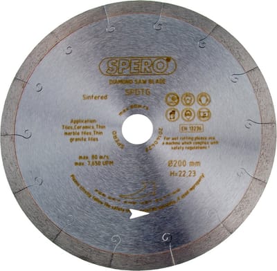 200mm - Tegel & Natuursteen - Diamantzaagblad asgat 22,23mm - Zaagblad Geschikt voor o.a. ceramische tegens & Hardsteen graniet - SPERO