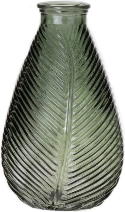 Bellatio Design Bloemenvaas - groen transparant glas - 14 x 23 cm - vaas