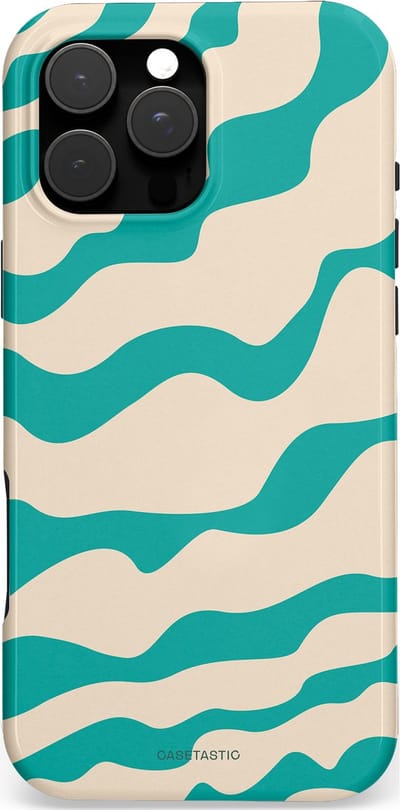 Casetastic Hoesje Geschikt voor Apple iPhone 16 Pro Max Magsafe - Stijlvolle Beschermende Duo-layer Case - Turquoise Zand Golven