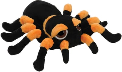 Suki gifts Pluche knuffel spin - tarantula - zwart/oranje - 22 cm - speelgoed