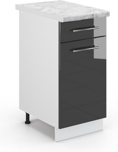 Vicco Fame-Line Keukenonderkast – 40 cm, WB Marmer Antraciet Hoogglans