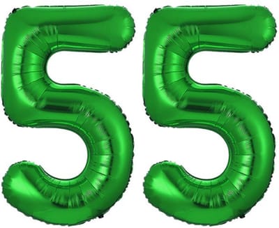 Ballon Cijfer 55 Jaar Groen Helium Ballonnen Verjaardag Versiering Cijfer Ballon Feest Versiering Met Rietje - 86Cm