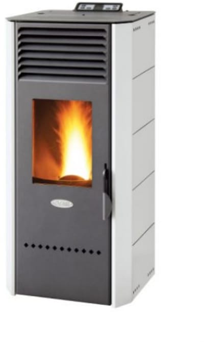 Fair BIO 80 Pelletkachel 8 kW – Compact Design – Hoog Rendement – Programmeerbaar – Voorventilatie – Wit – Verwarmt tot 220 m³