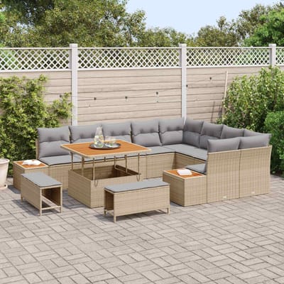 vidaXL - Tuinbank - Set - 12 - st - 11-Aantal - zitplaatsen - Beige - en - Lichtgrijs