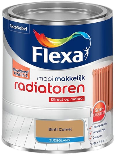 Flexa - Mooi Makkelijk Radiatoren Zijdeglans - Binti Camel - Mengverf - 750 Ml