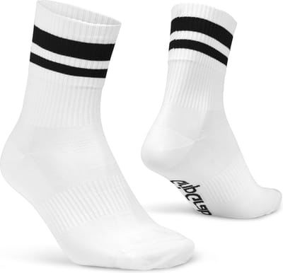 GripGrab - Original Stripes Crew Zomer Fietssokken Gestreepte Retro Wielersport Sokken Coolmax - Unisex - Wit - Maat XS (35-38)