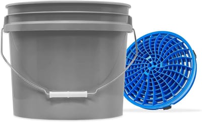 WASH BUCKET 12L GRIJS MET SCHUIMSLOT INZET VOOR KRASVRIJ AUTO WASSEN
