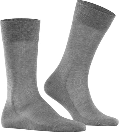 FALKE Sensitive Malaga drukvrije comfort tailleband katoen sokken heren grijs - maat 43-46