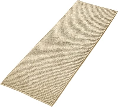 Badmat Anti-Slip av soft Chenille | Super absorberend en machinewasbaar | Te combineren als badmat set | Voor de badkamer, douche, bad of als WC mat | Beige - 50x150 cm