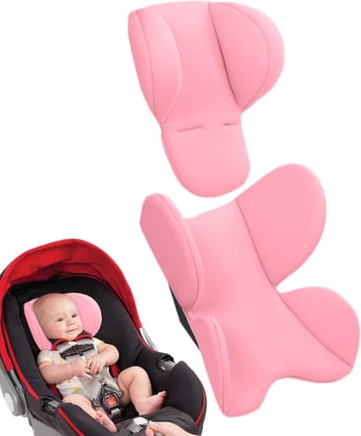 Autostoelinzetstuk Baby - Babykussen Neksteun - Veilig Reizen - Ergonomisch Ontwerp - 47x35 cm - Roze