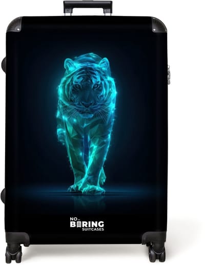 NoBoringSuitcases.com® - Koffer groot - Reiskoffer lichtgewicht - Gloeiende tijger in beweging - Rolkoffer met 4 wielen - Grote trolley XL - 98 liter bagage