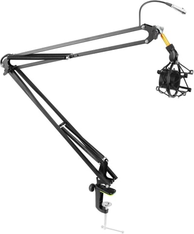 Microfoon Boom Arm - Schaarveer Standaard - Podcasting Streaming - Verstelbaar Tot 1.2m - Robuust Metaal - Zwart