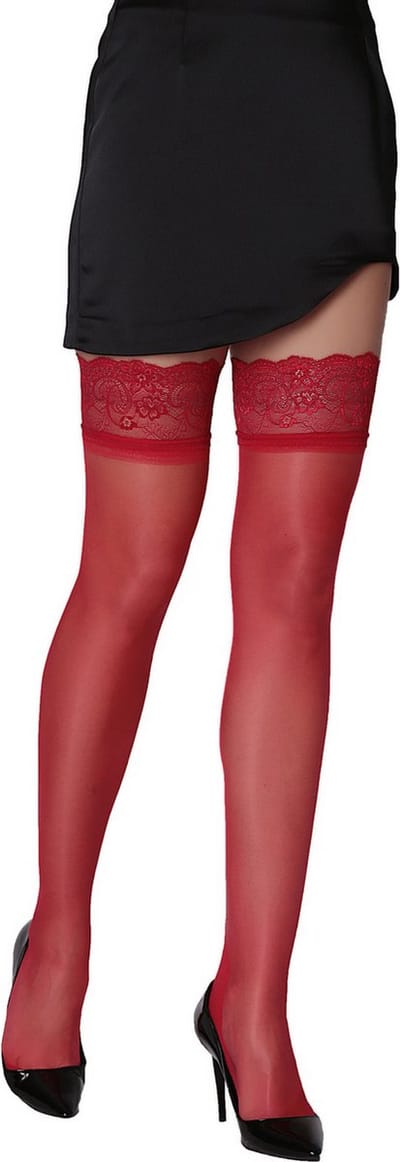 Daymod Line Exclusieve Stay-Ups Kousen 20 Denier - ROOD - Maat One size
