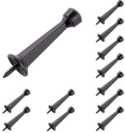 Zware deurstopper 3" - 12-pack mat zwart met kunststoffen tip voor muur- en deurbescherming